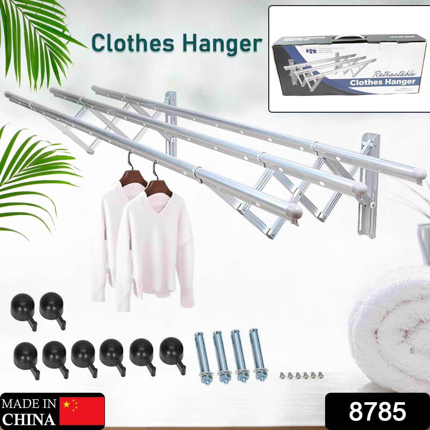 8785 Clothes Rail Rack Clothes Drying Racks, Airer Clothes Drying Rack Wall Mounted Clotheshorse Clothes Airer Washing Cloth Line Extendable Fold Towel Rack Bar for Bathroom Indoor Outdoor 8785 Clothes Rail Rack Clothes Drying Racks, Airer Clothes Drying Rack Wall Mounted Clotheshorse Clothes Airer Washing Cloth Line Extendable Fold Towel Rack Bar for Bathroom Indoor Outdoor